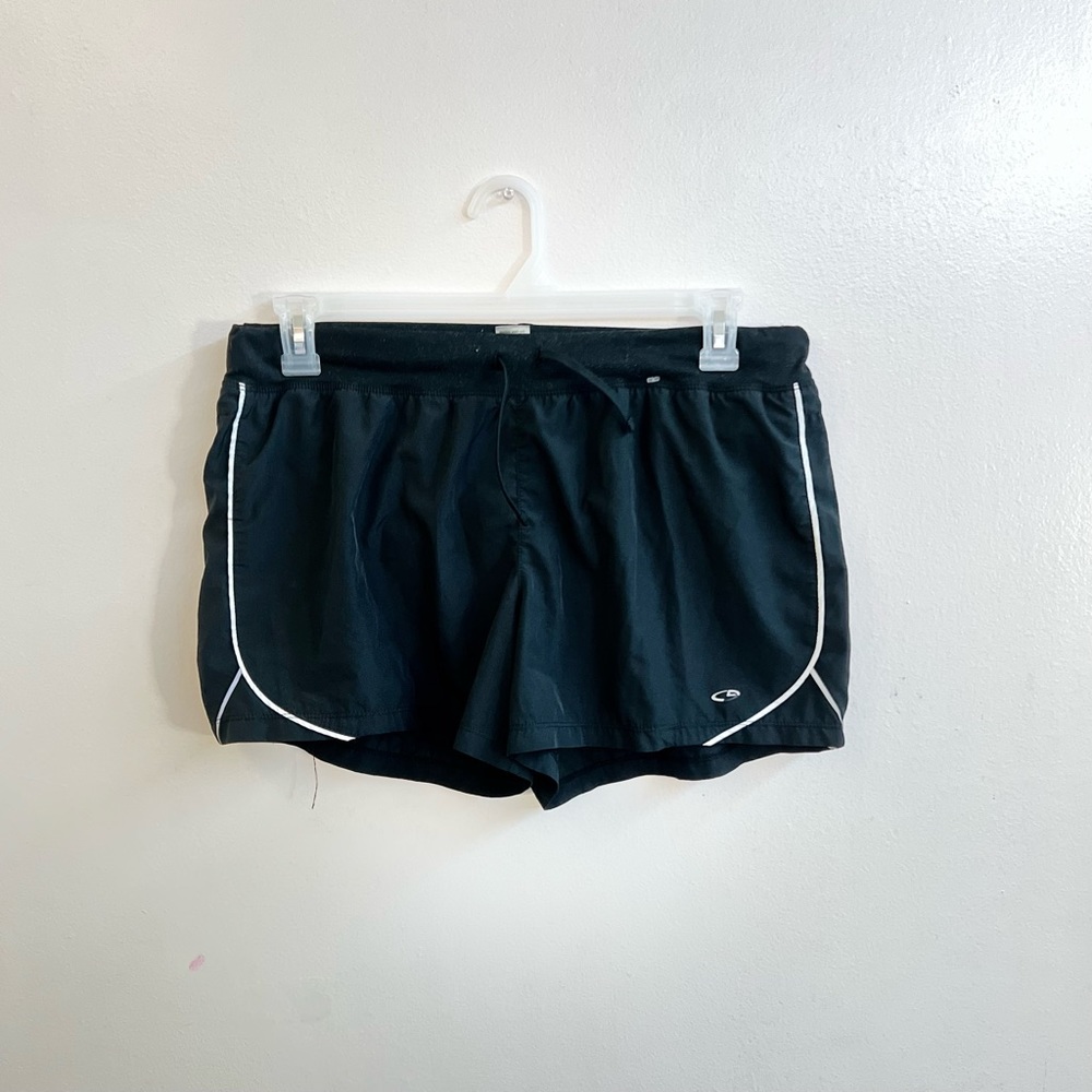 black and white champion sport shorts